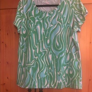 Lilly Pulitzer Green & White Swirl Short Sleeve Tee